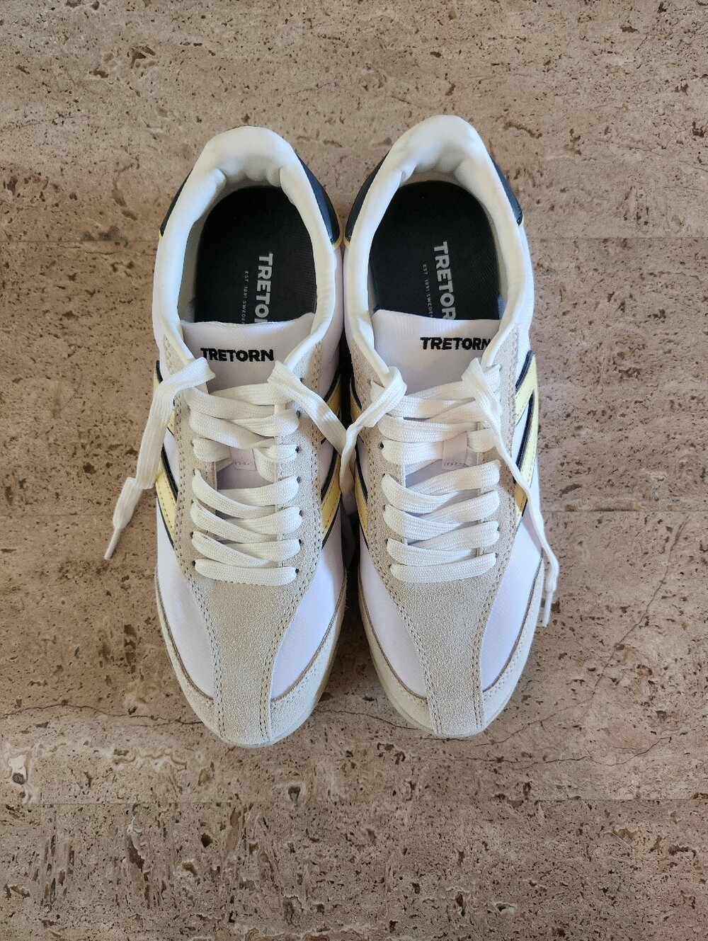 Tretorn Kristine Elite Sneakers with Yellow Accents, Size 9